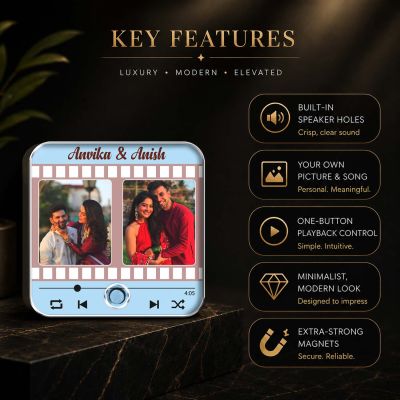 Personalized Music Fridge Magnet with Auto Play Button Custom Photo & Favorite Song Display | Romantic Gift for Couples, Weddings, Engagements & Anniversaries